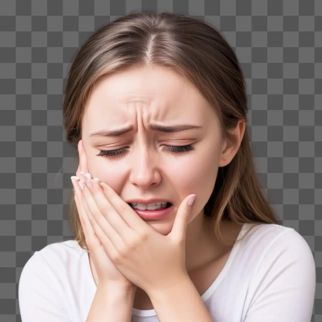 girl with her hands over her face crying