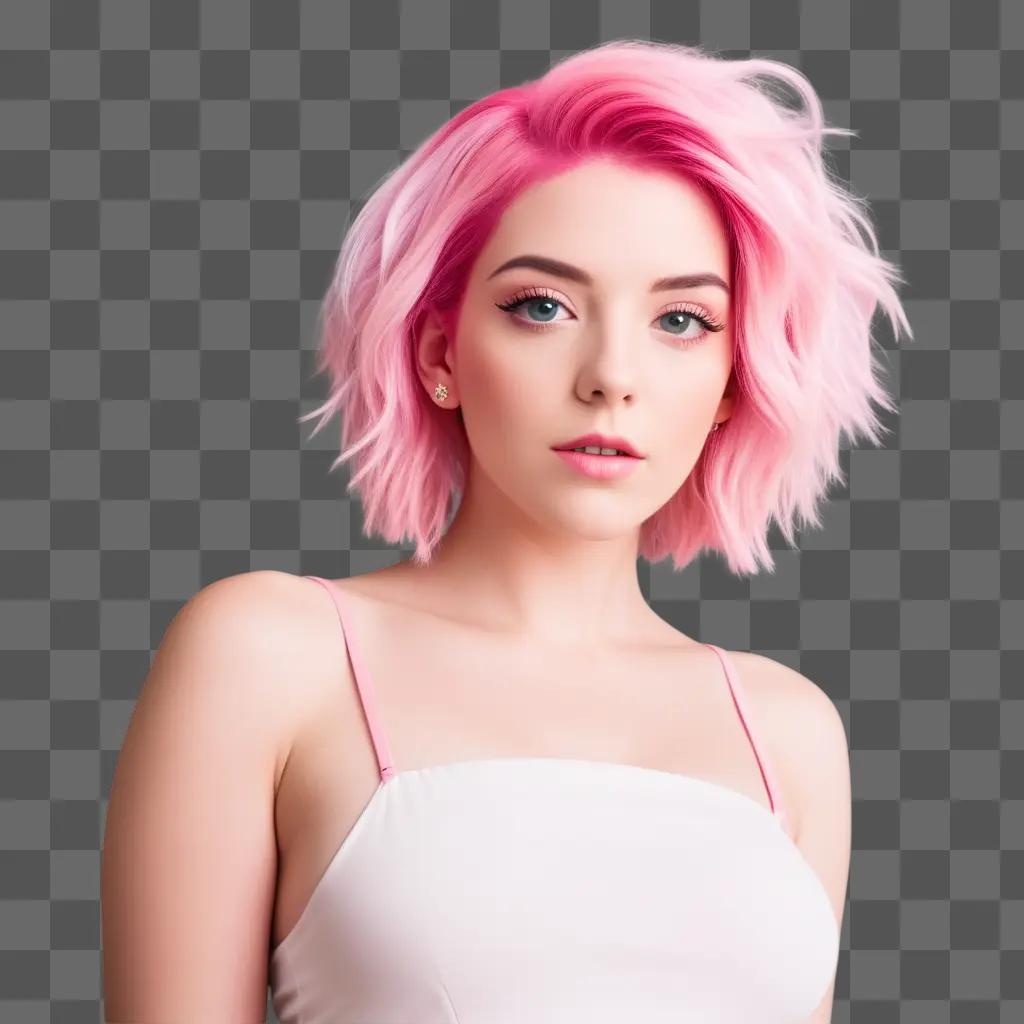 girl with pink hair posing for a photo