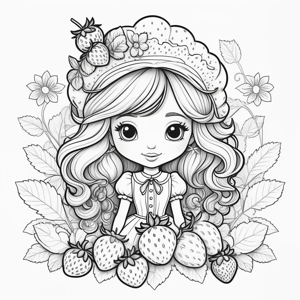 girl with strawberry shortcake coloring pages