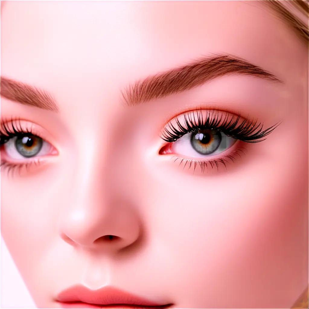 girl with transparent eyelashes has a pinkish face