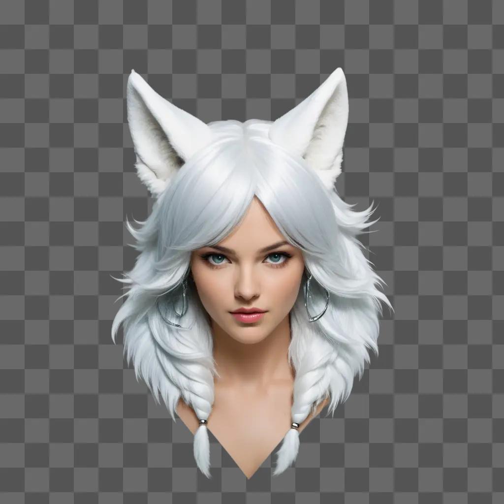 girl with wolf ears in a gray background