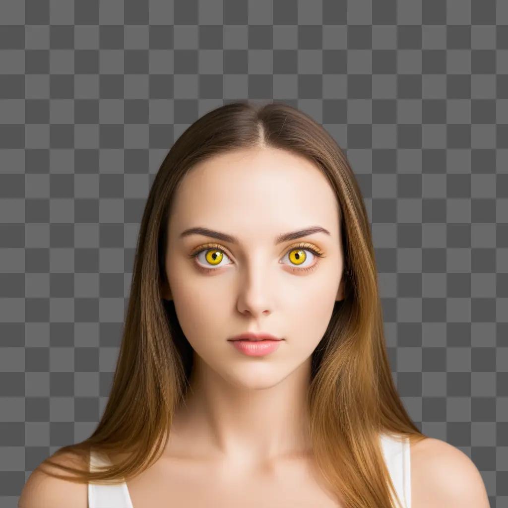 girl with yellow eyes stares at the camera