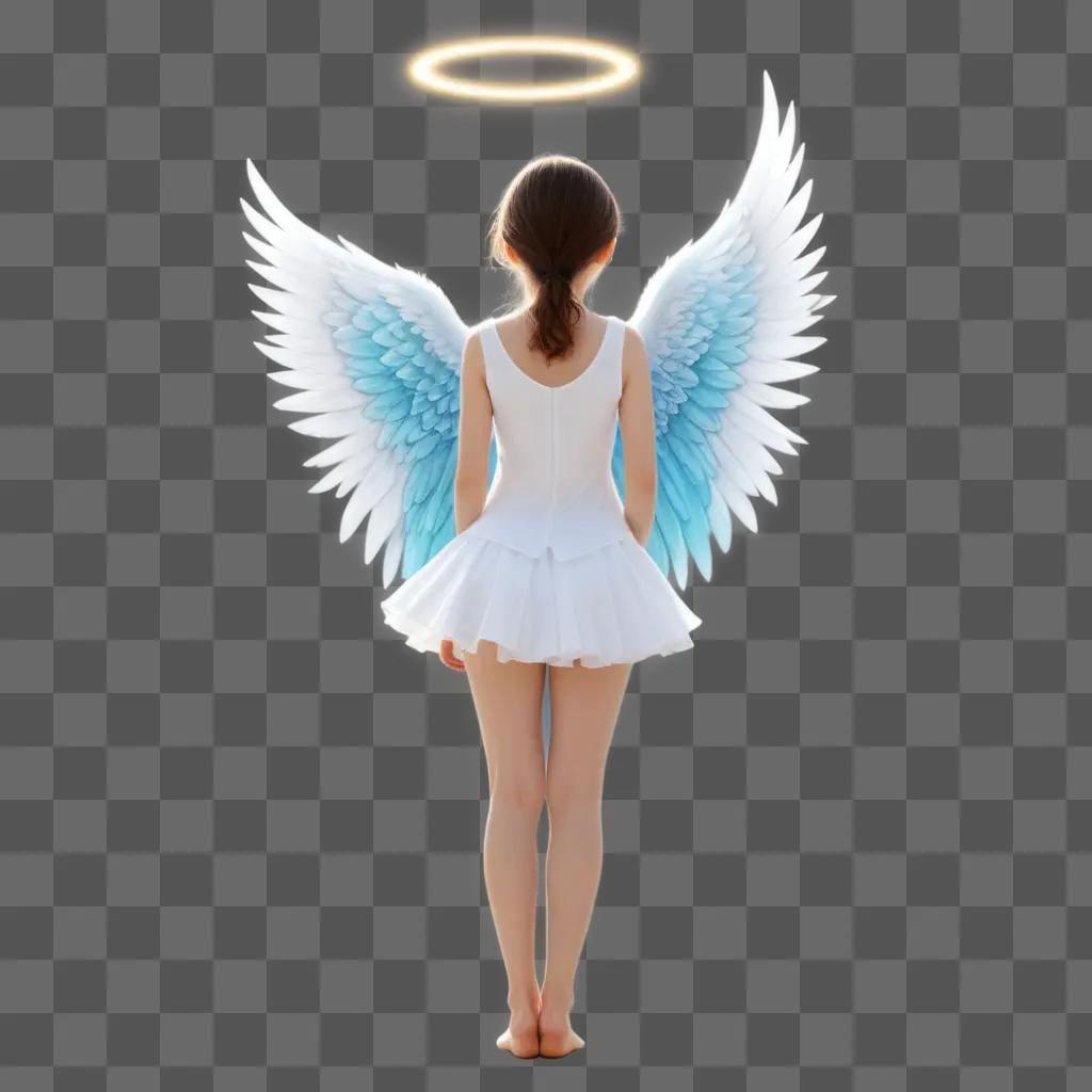 girls white dress and angel wings draw attention