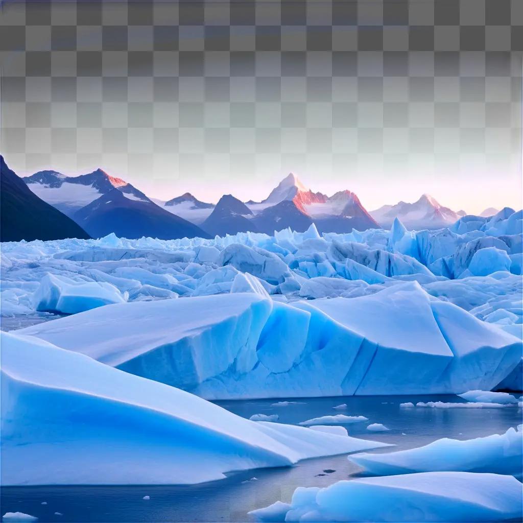 glacier scene with frozen ice and mountain peaks