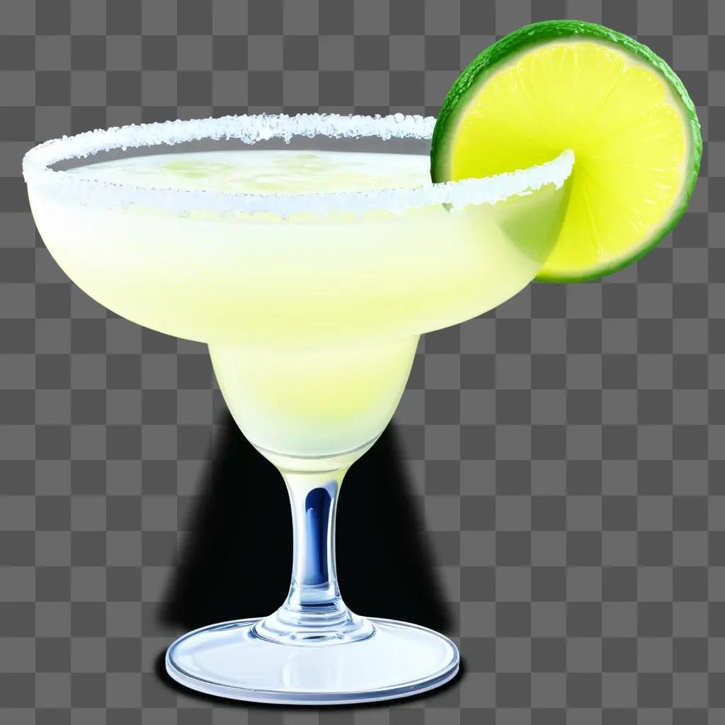 glass of margarita with a lime wedge on the side