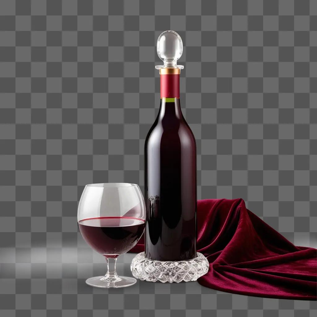 glass of red wine with a crystal decanter