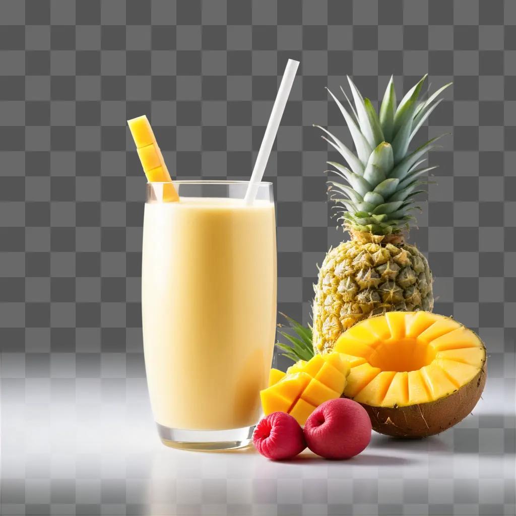 glass smoothie filled with pineapple and mango