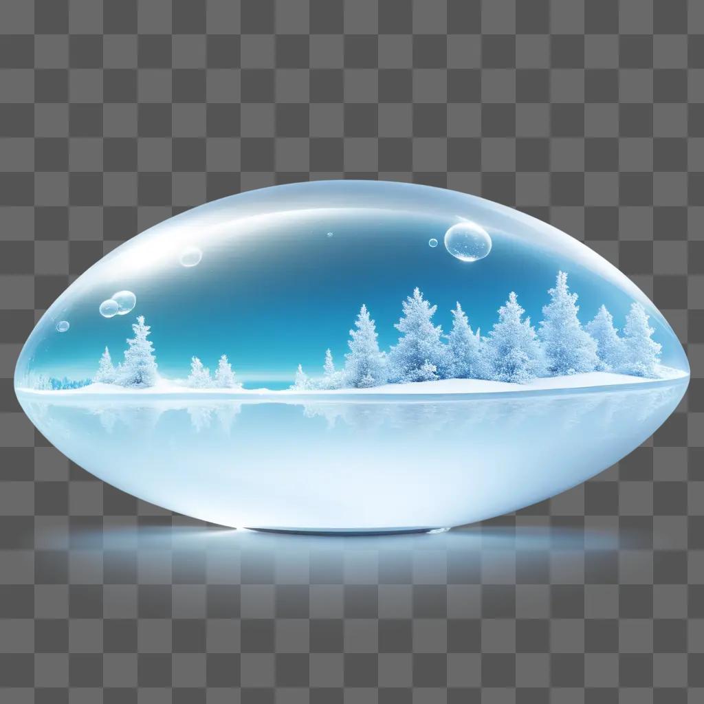 glass sphere showcases a transparent winter landscape