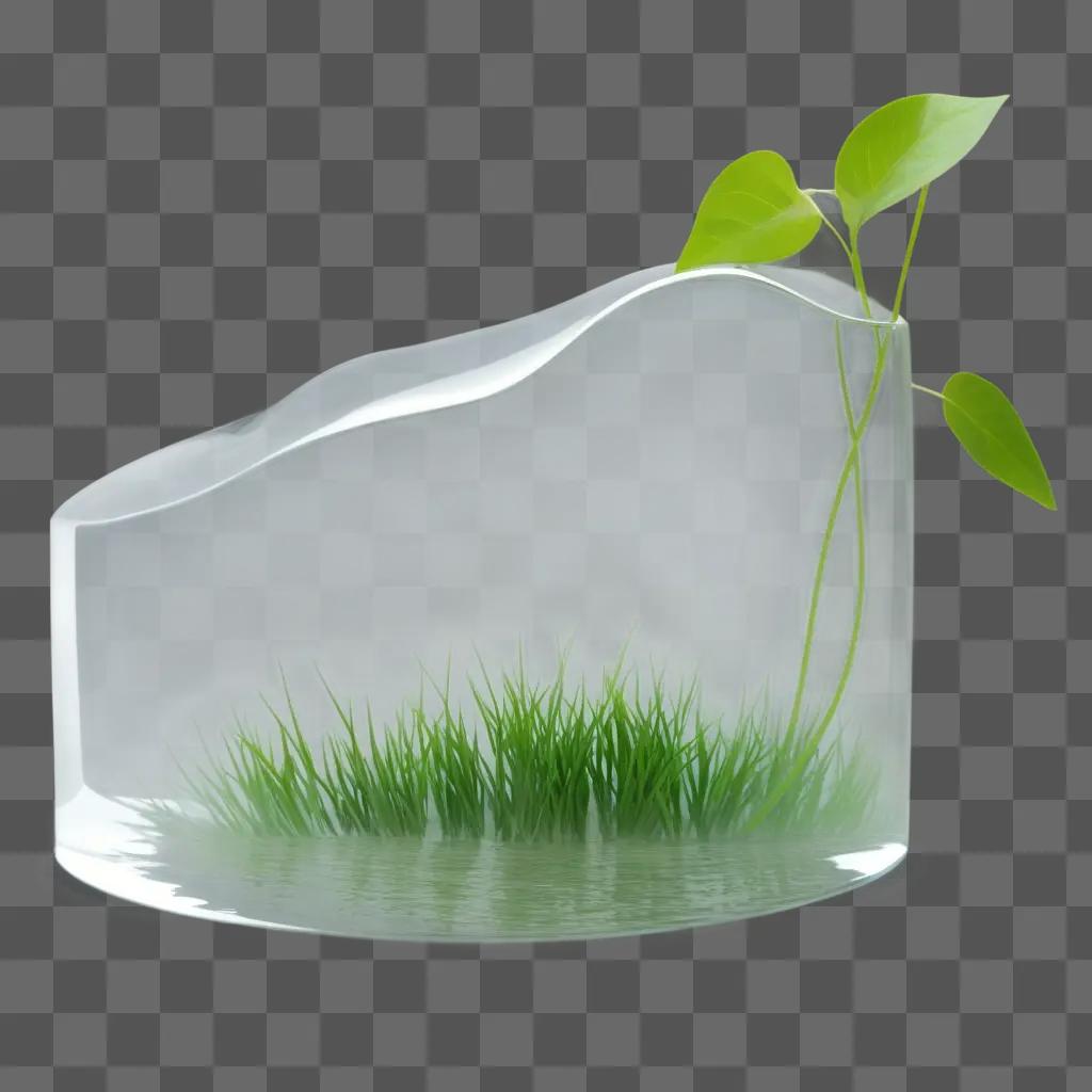 glass vase with a green plant in it