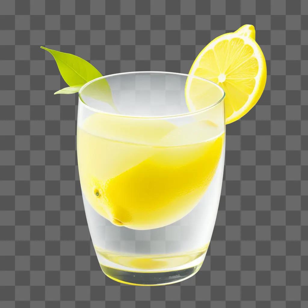 glass with lemon and transparent lemon