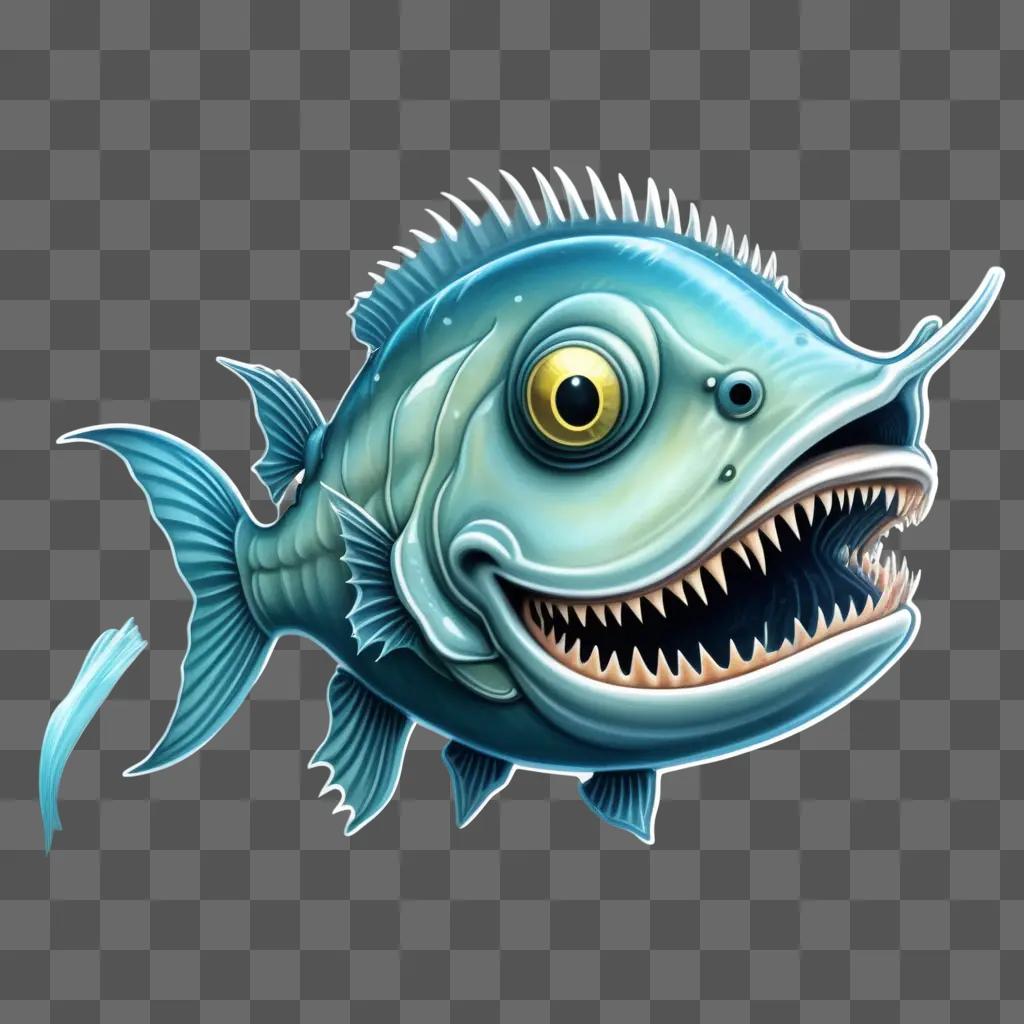 gler fish drawing with bright blue color