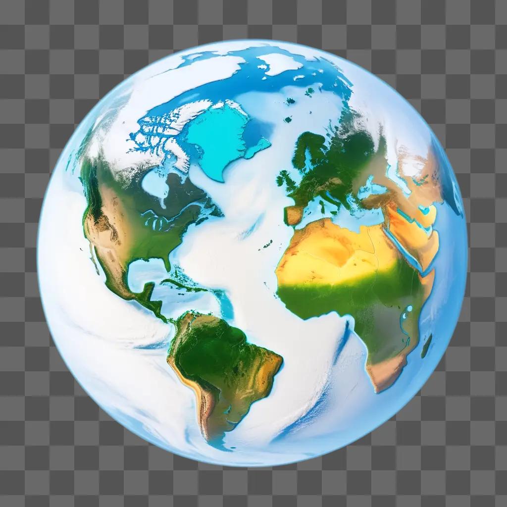 globe of Earth with continents and oceans