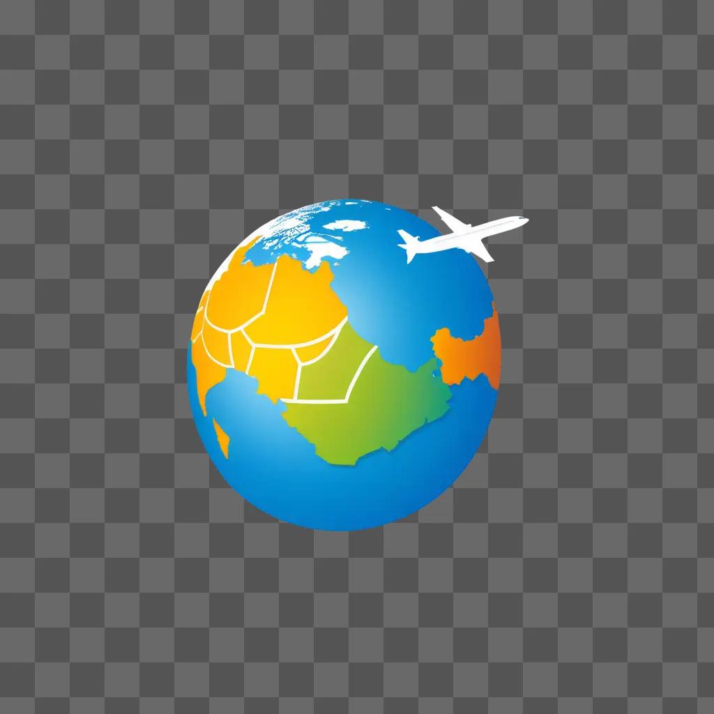 globe with countries and an airplane