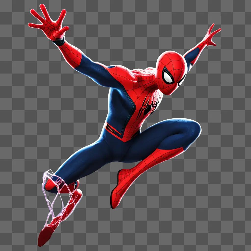 glowing Spiderman leaps into the air