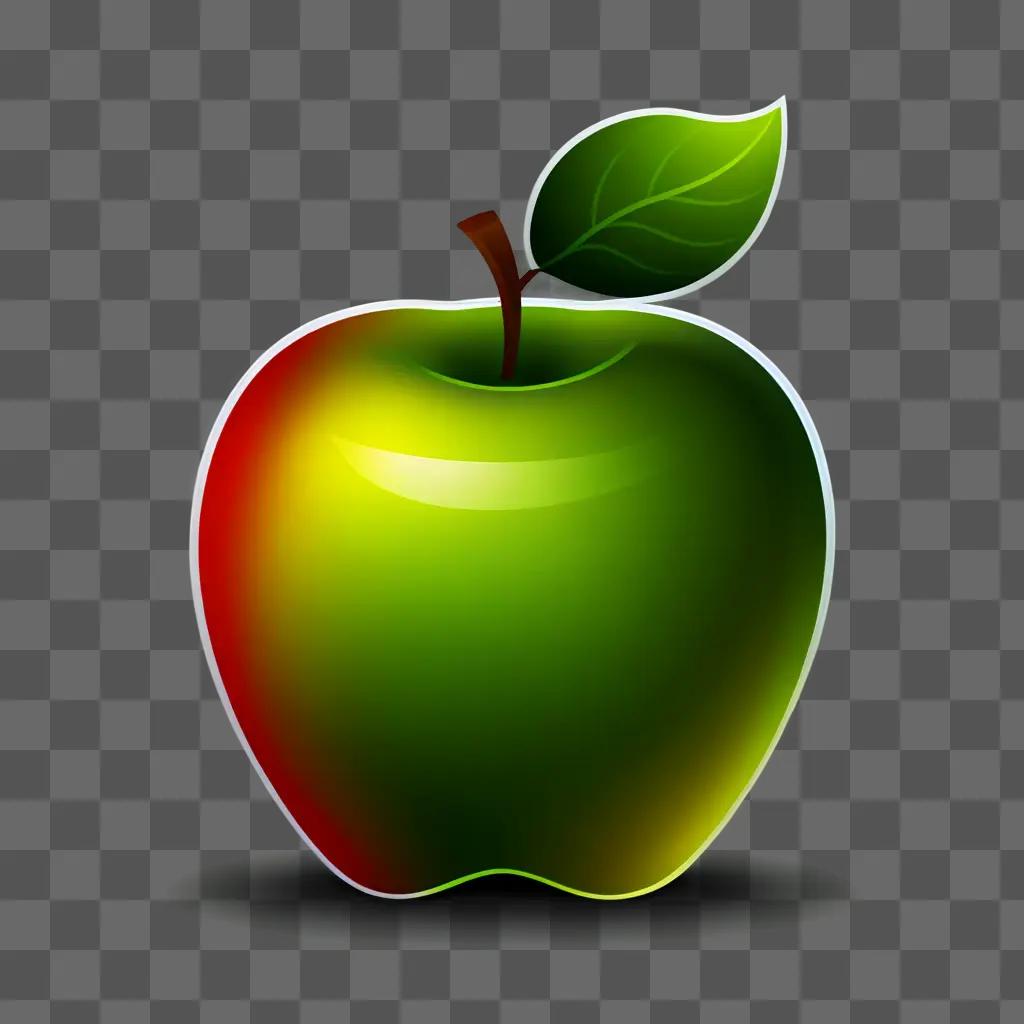 glowing apple clipart on a green background