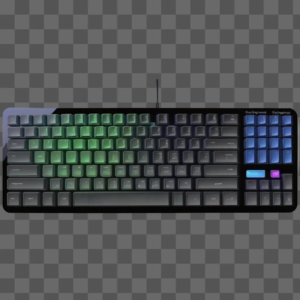 glowing keyboard sits on a dark background