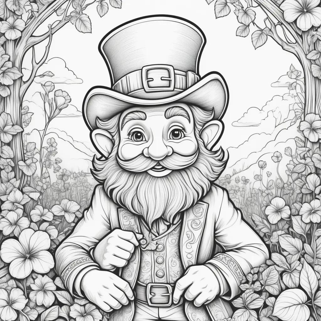 gnome leprechaun coloring page with a hat and a beard