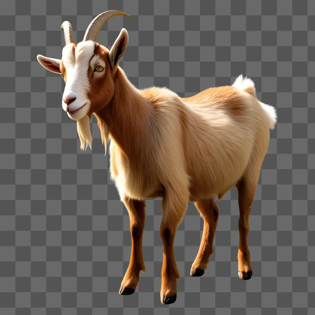 goat with horns stands on a brown background