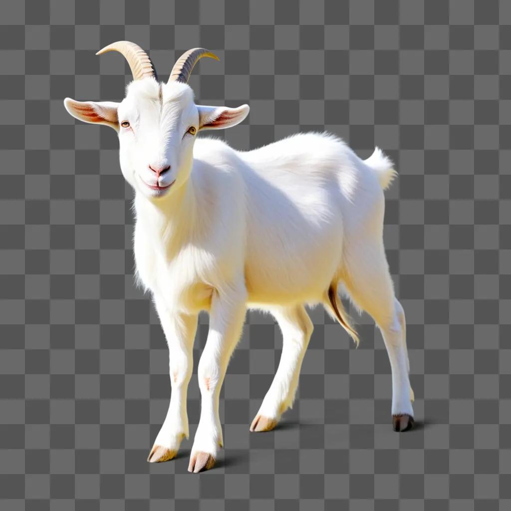 goat with horns walking on a background