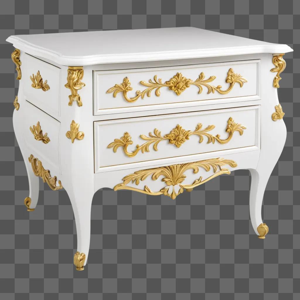 gold accent table with two drawers