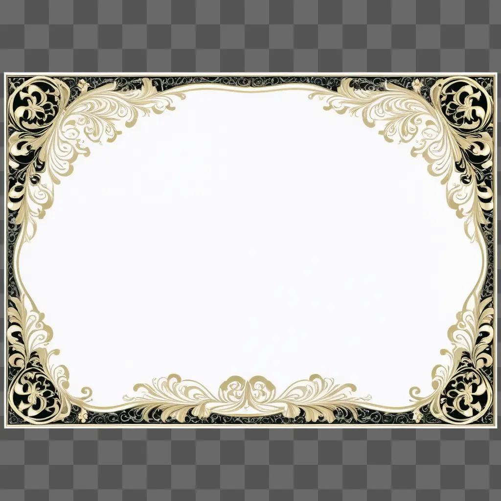 gold and black border on a white background