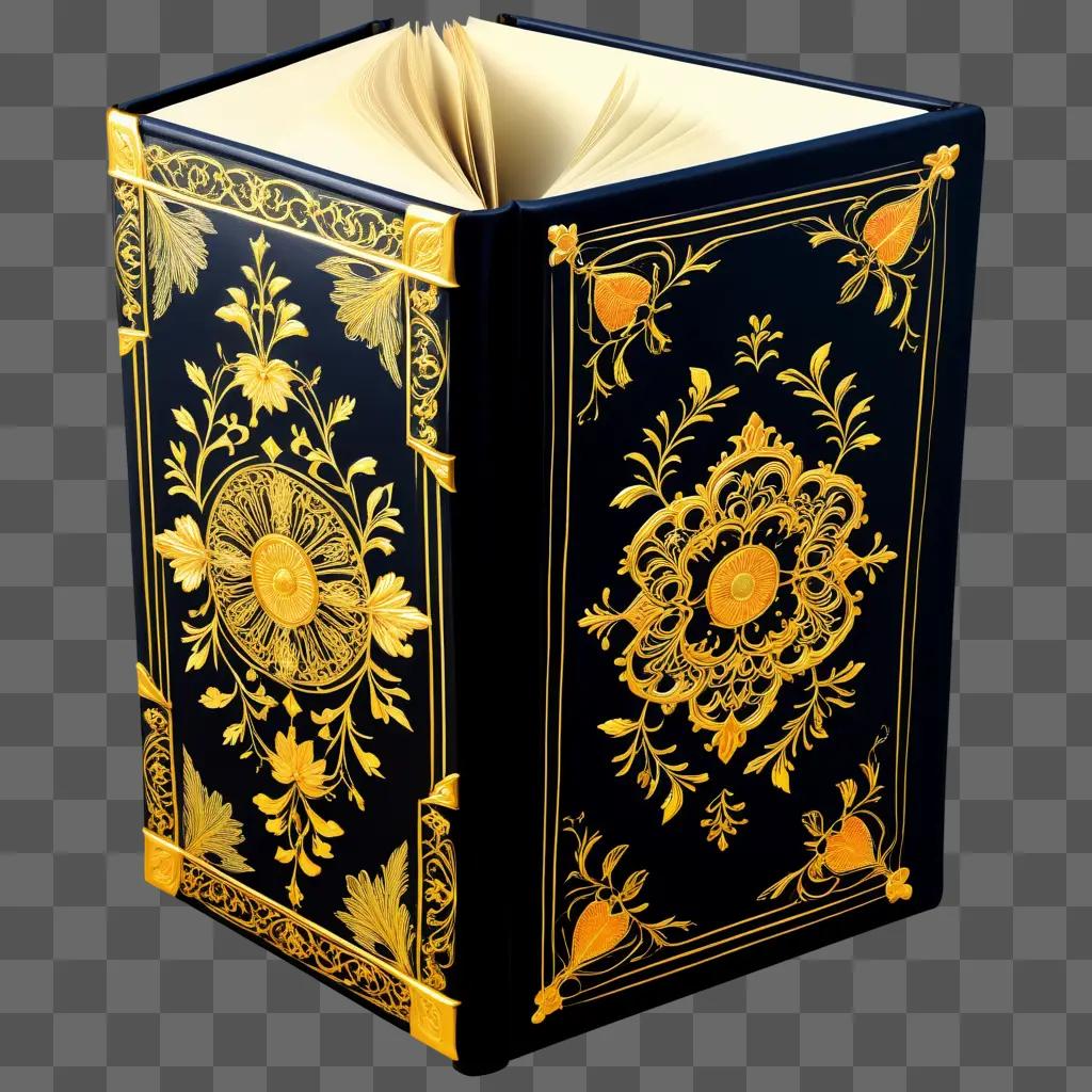 gold book with a floral design on the cover