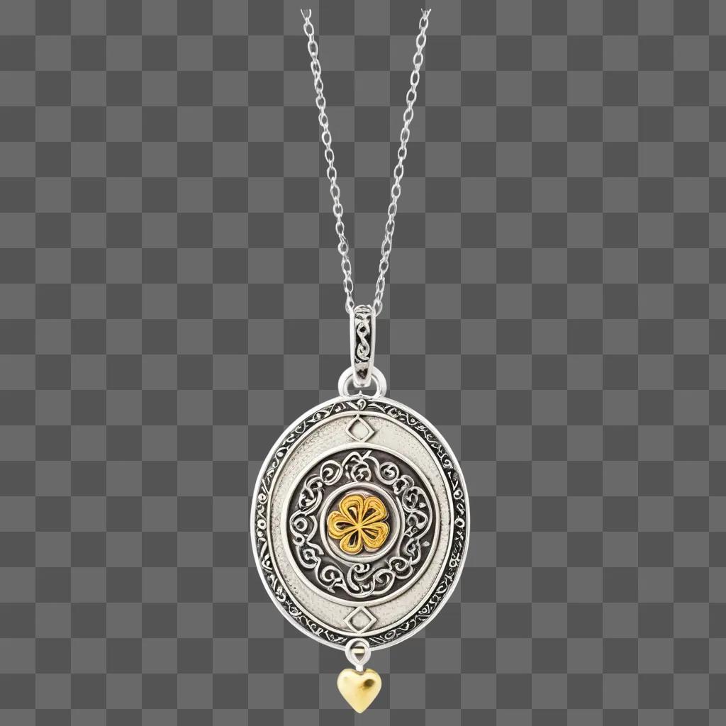 gold charm necklace with a heart and flower