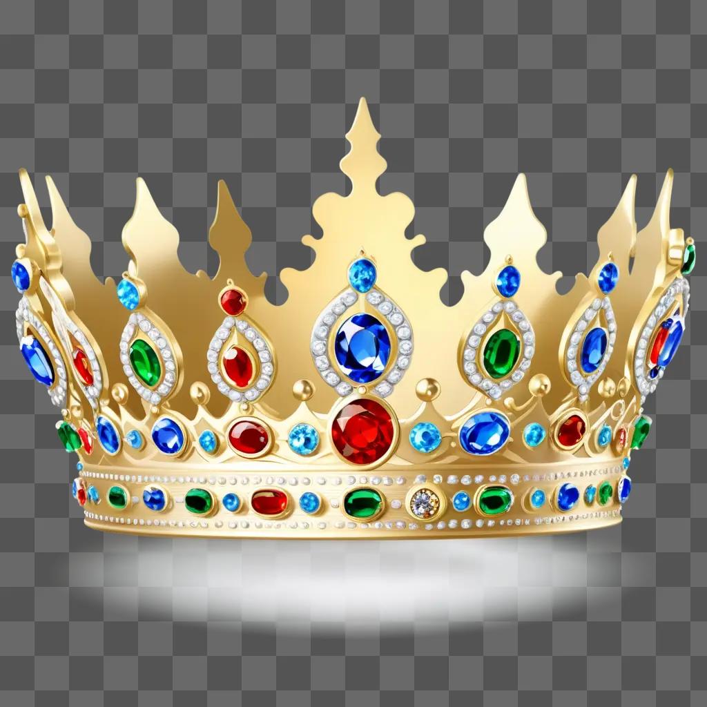 gold crown adorned with colorful gems