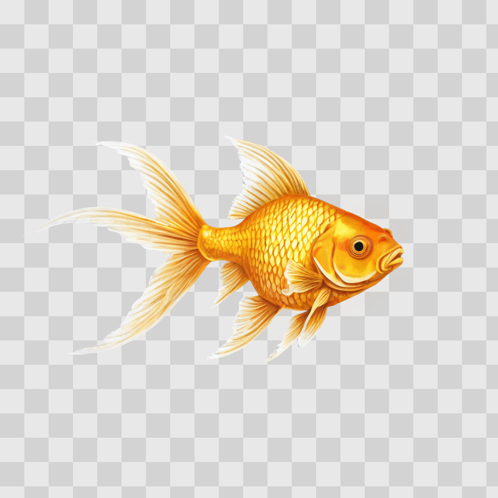 gold fish drawing A fish swimming in a gold pond