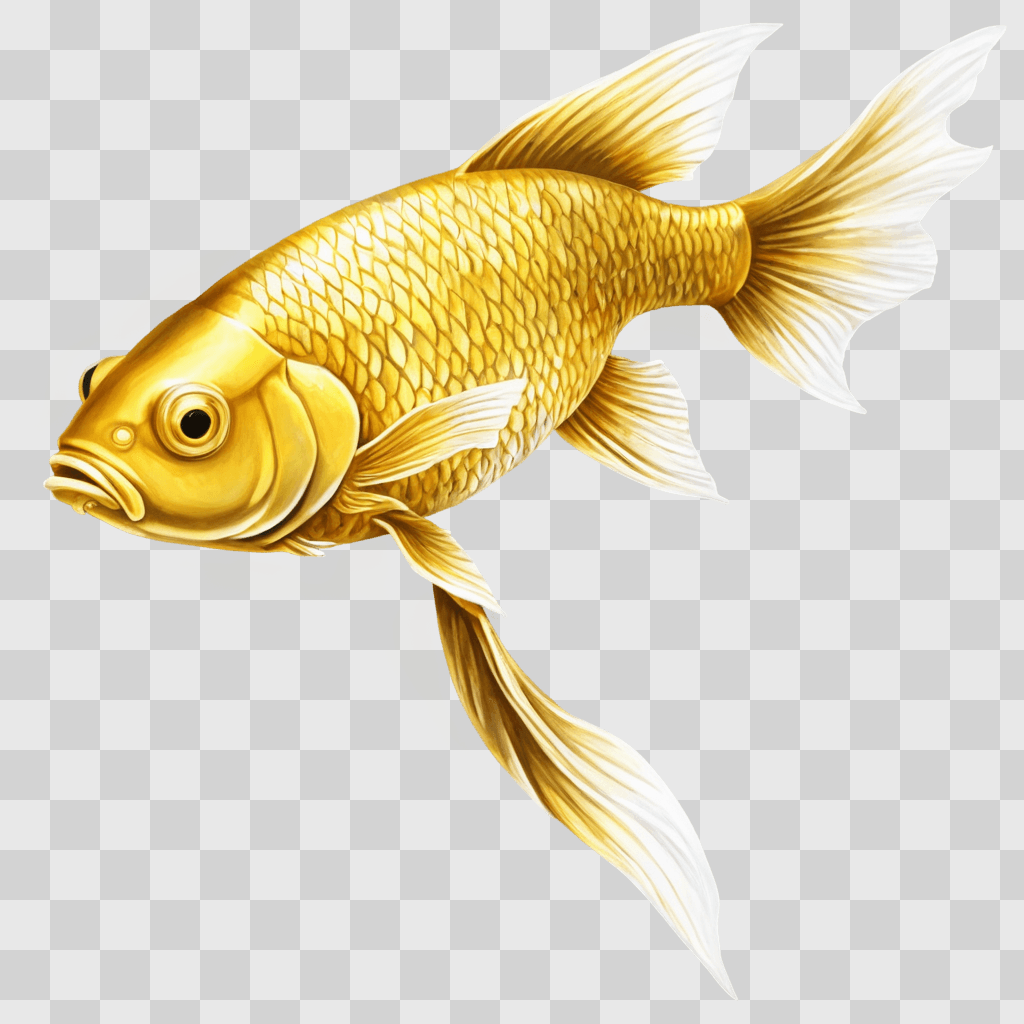 gold fish drawing A gold fish swimming against a yellow background