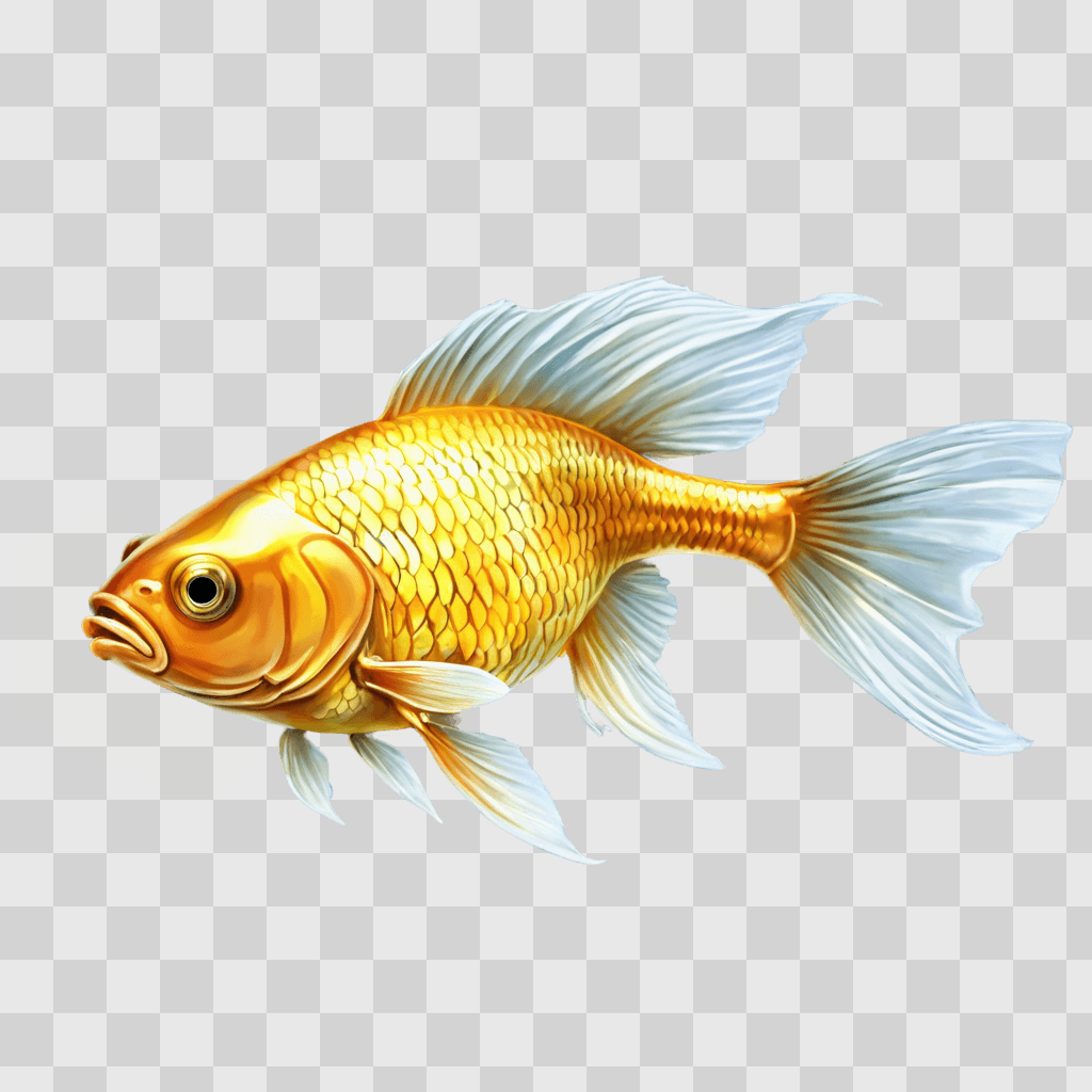 gold fish drawing A gold fish with white fins and eyes