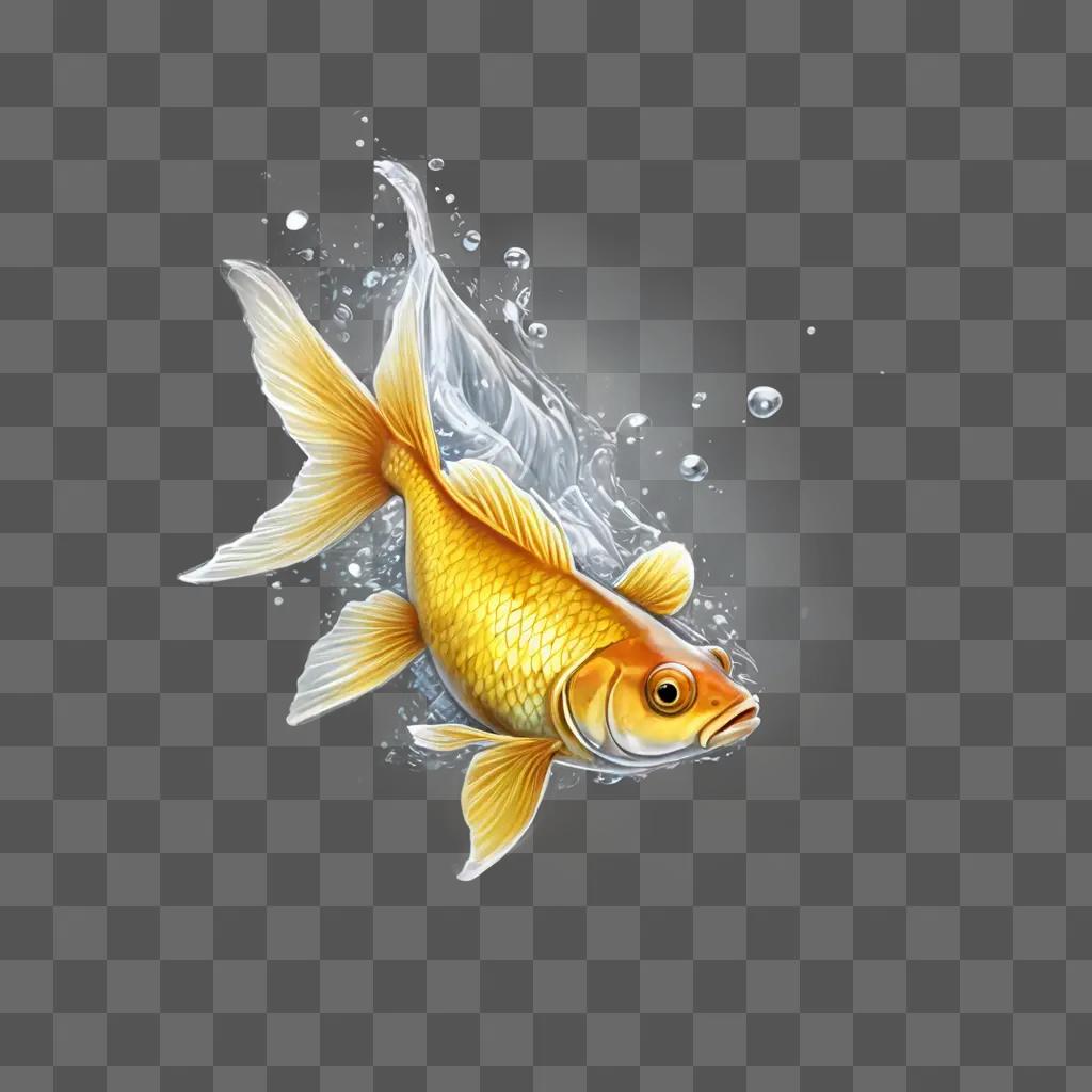 gold fish drawing A goldfish with a splash behind it