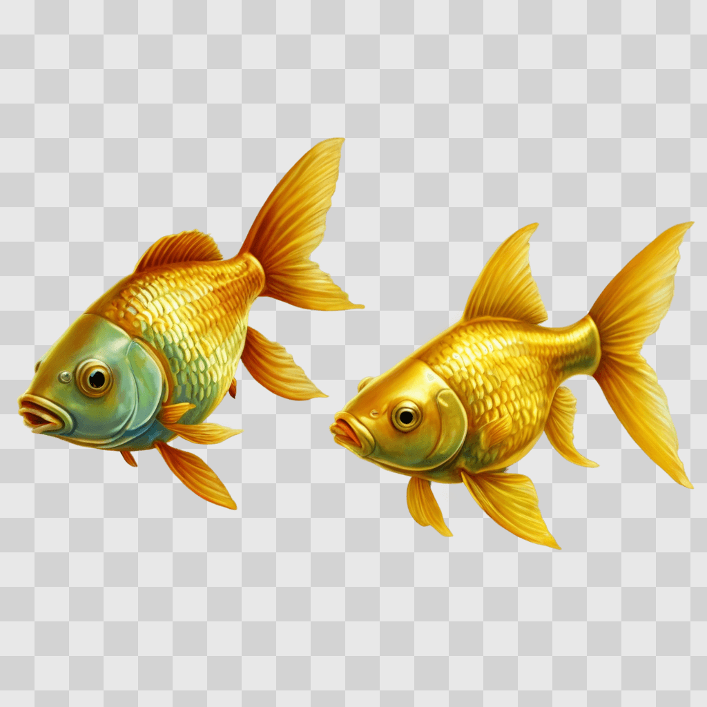 gold fish drawing Two gold fish swimming in yellow background