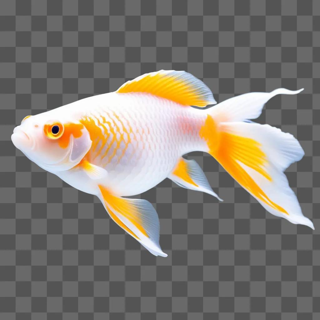 gold fish swims on a beige surface