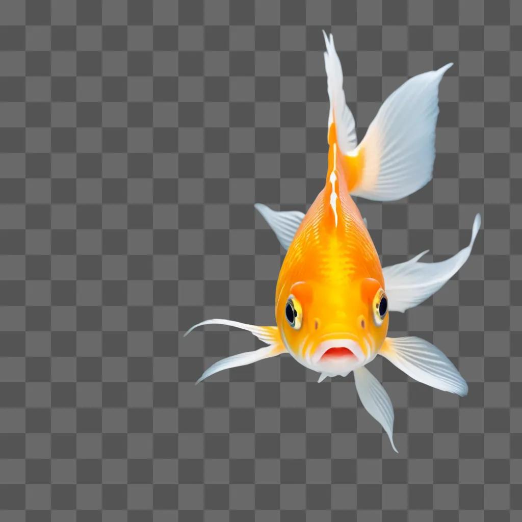 gold fish with a blue head swims in the water