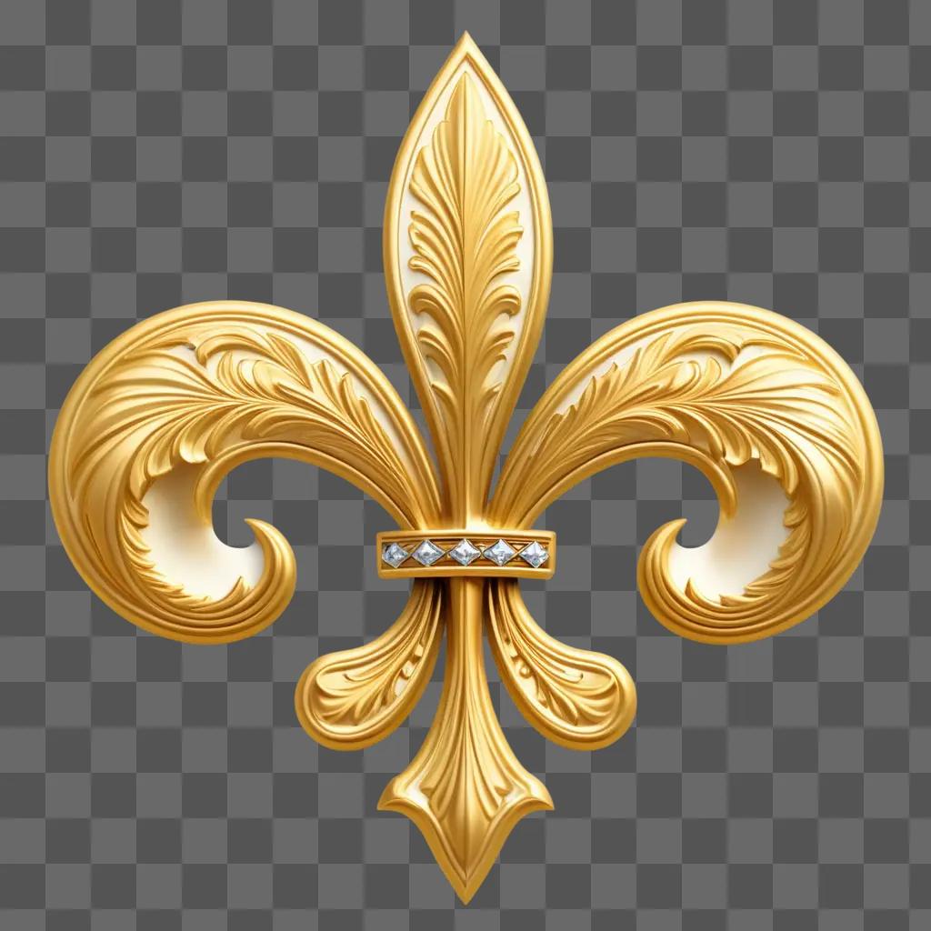 gold fleur de lis emblem with diamonds