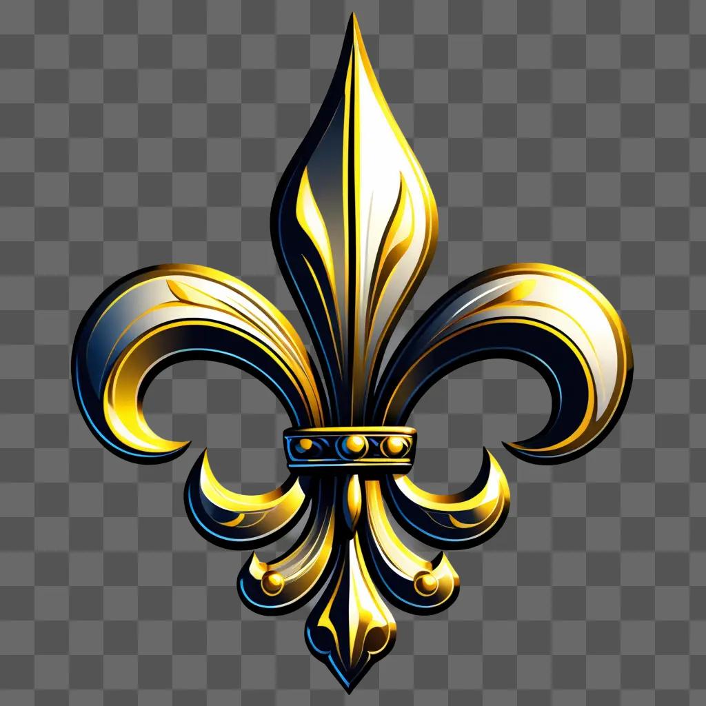 gold fleur de lis with a green background