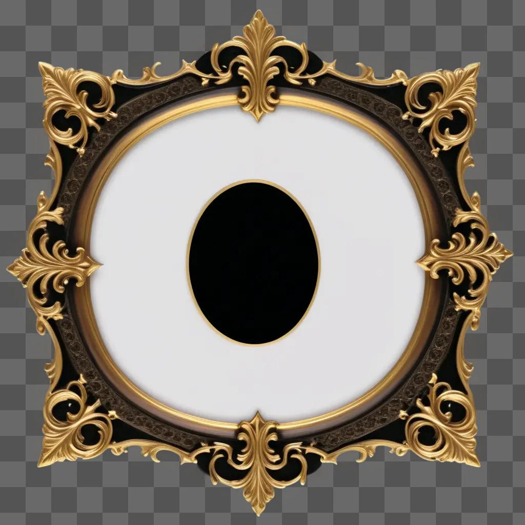 gold gothic frame with black and white background