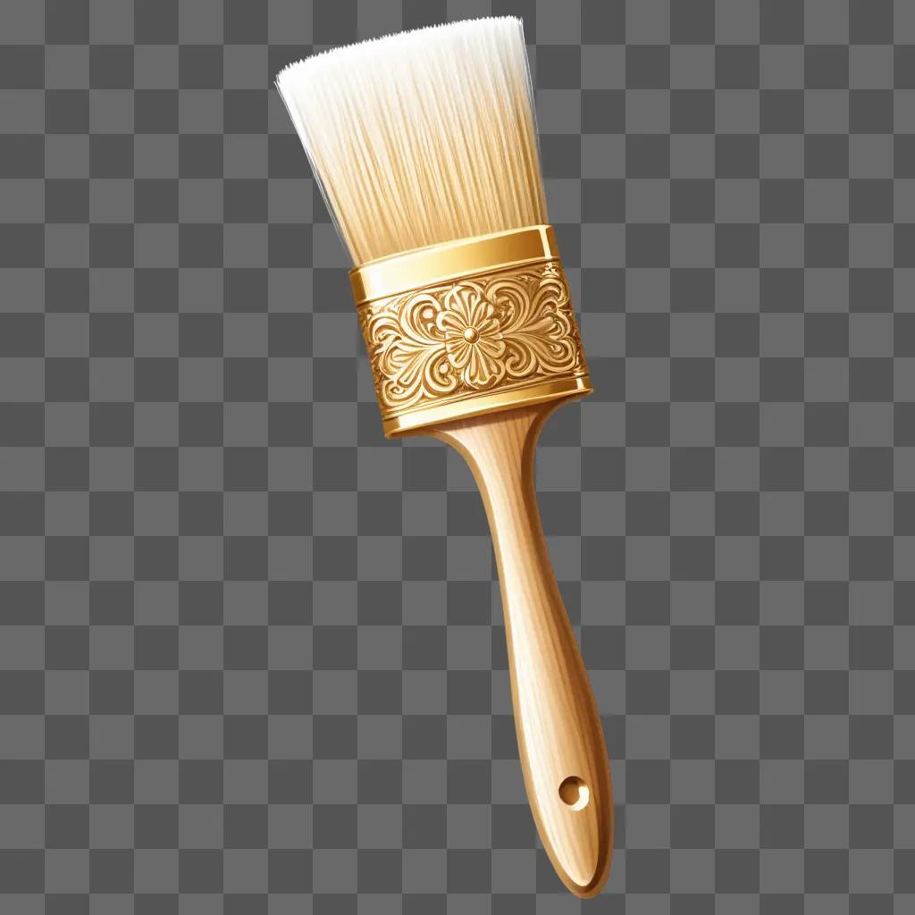 gold paint brush with decorative design