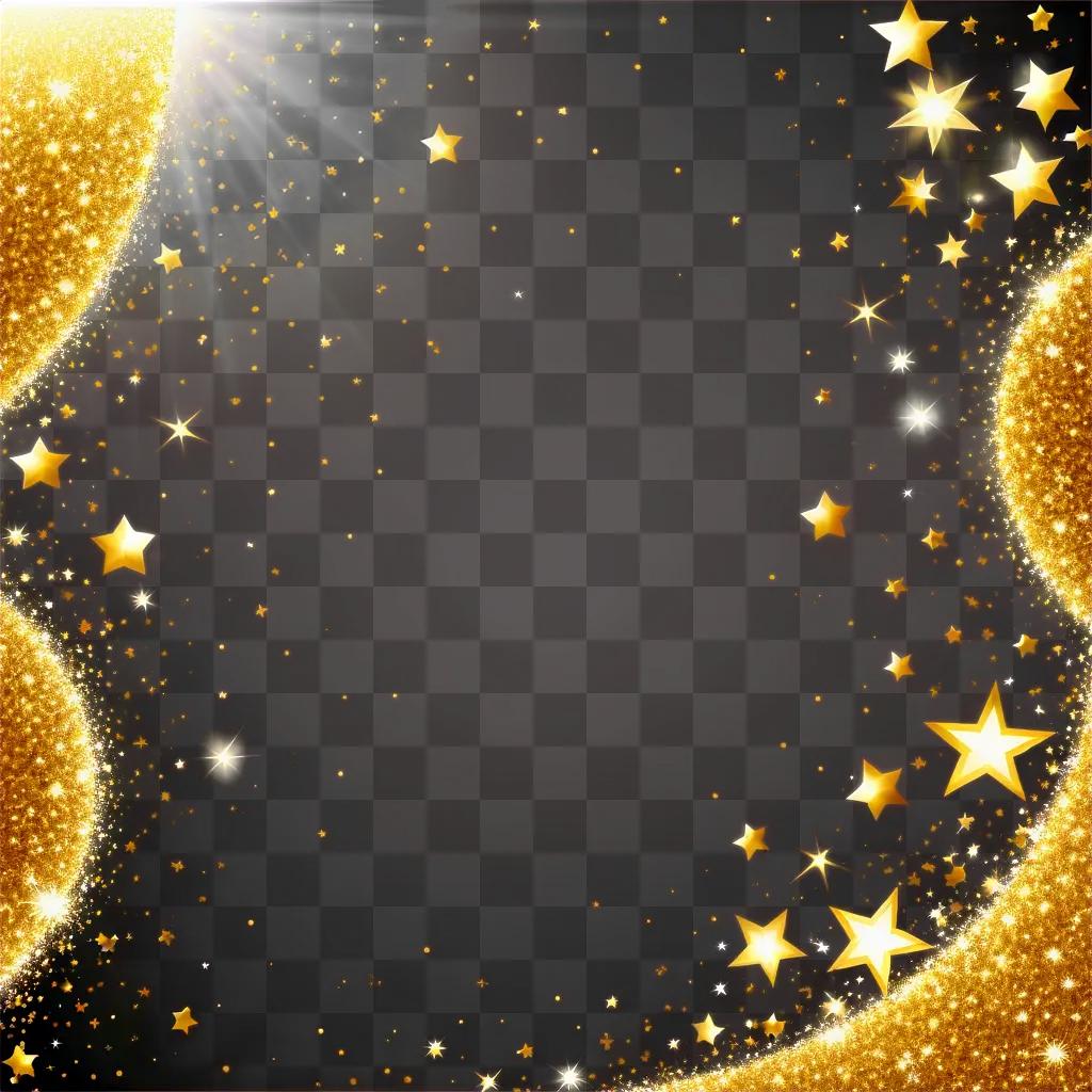 gold sparkle frame with stars and light