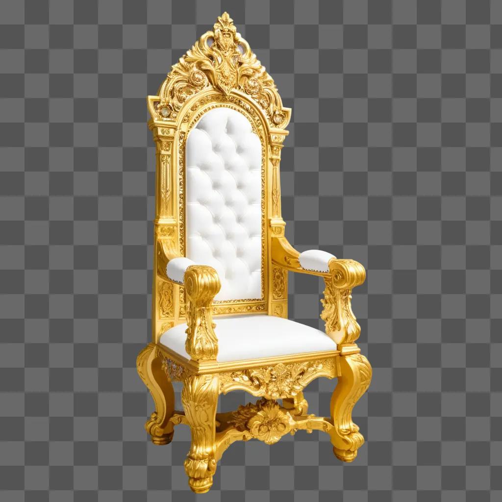 gold throne chair against a beige wall