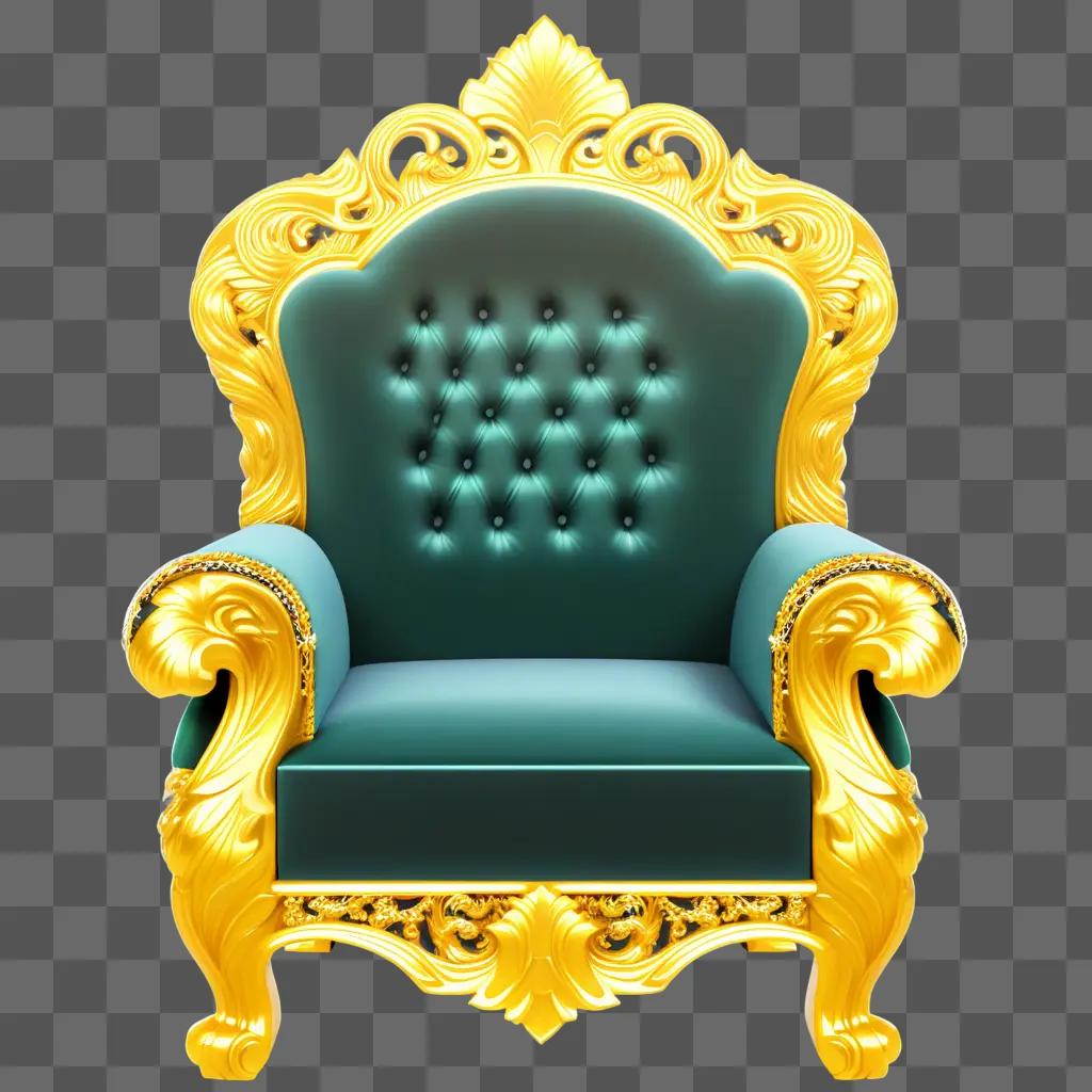 gold throne chair with green upholstery