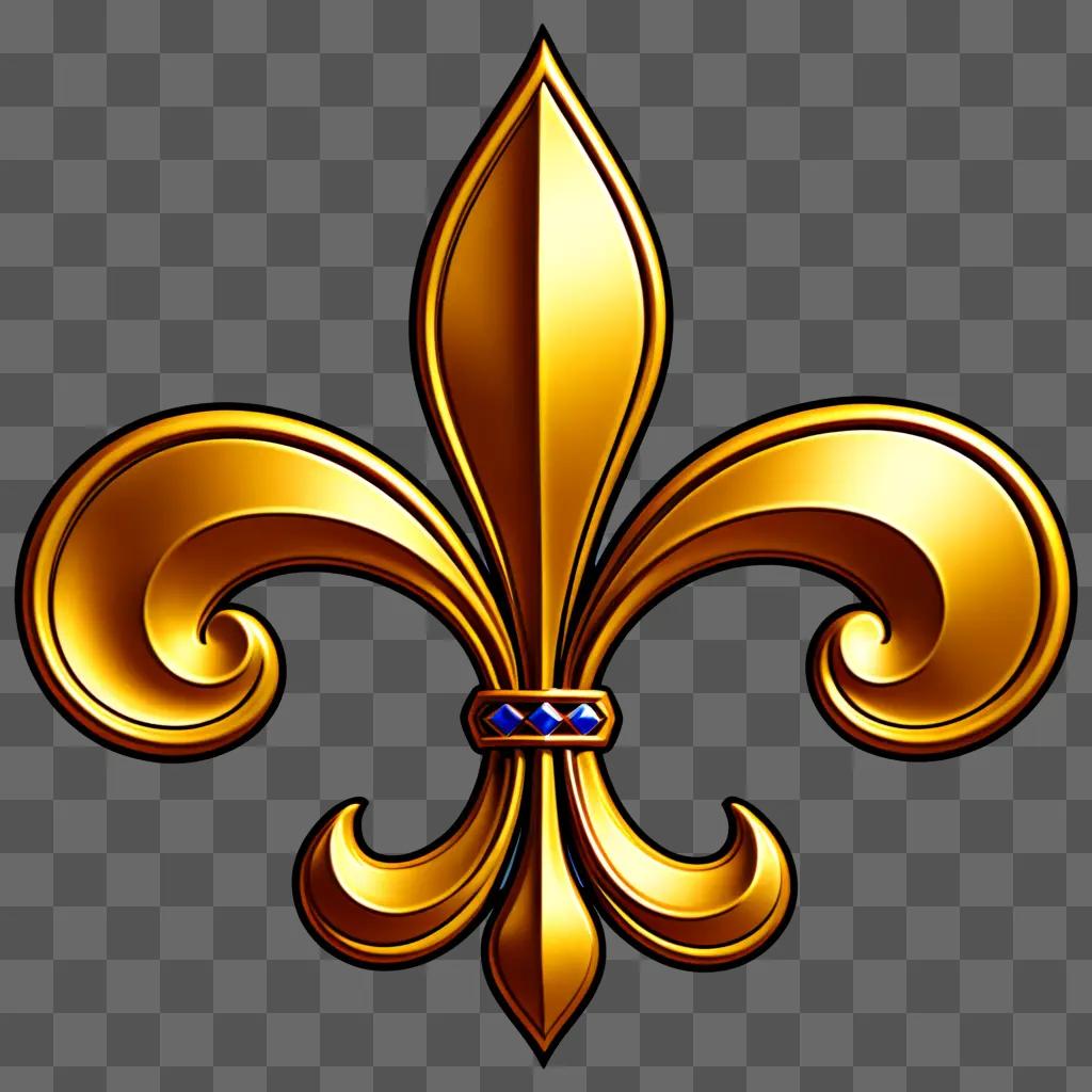 golden Fleur de Lis with blue gemstone