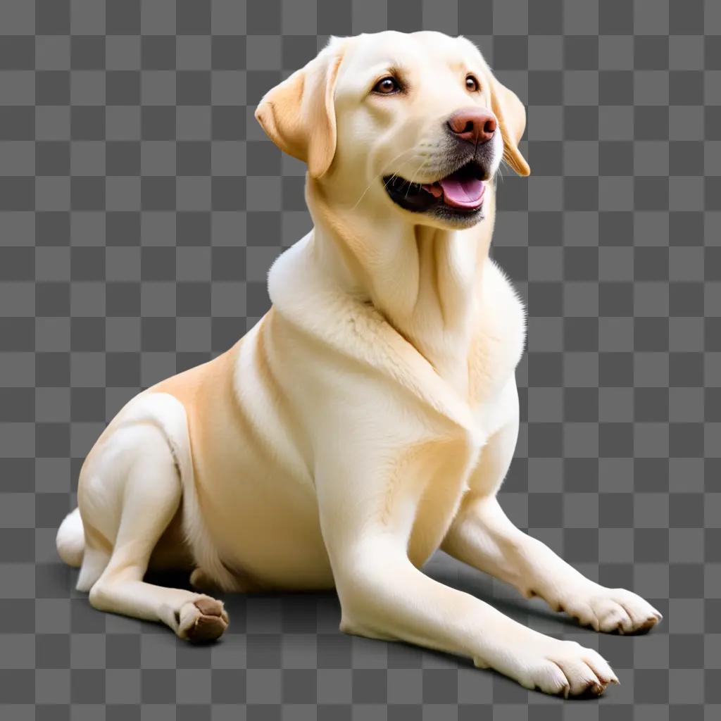 golden Labrador dog sits and looks up