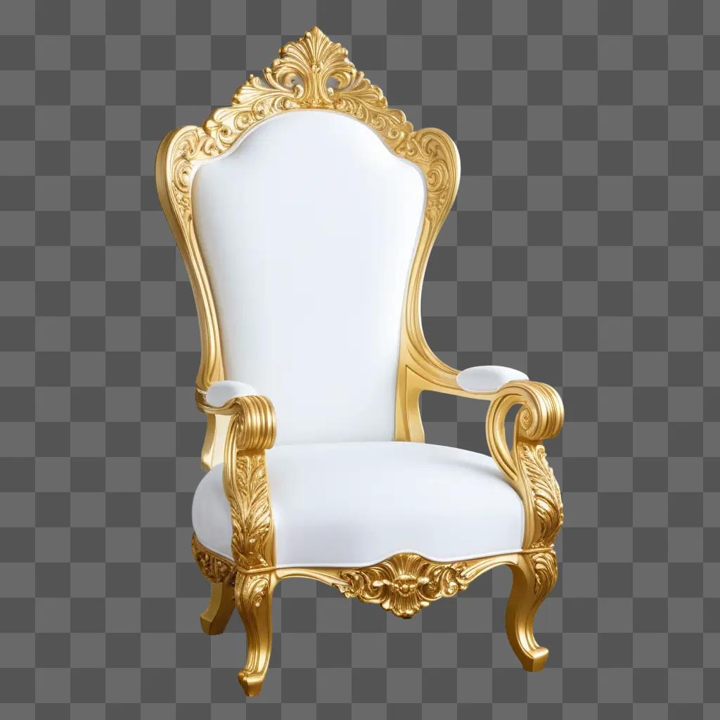 golden chair with a gold trim and white seat