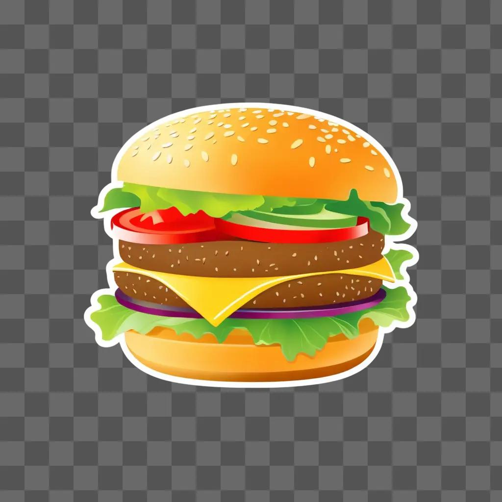 golden hamburger with lettuce, tomato, and cheese