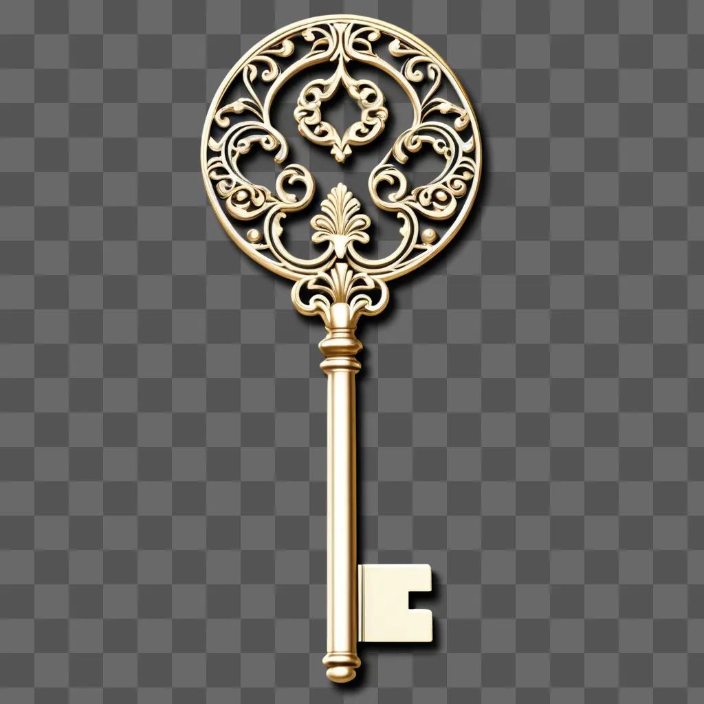 golden key with a decorative handle and a keyhole