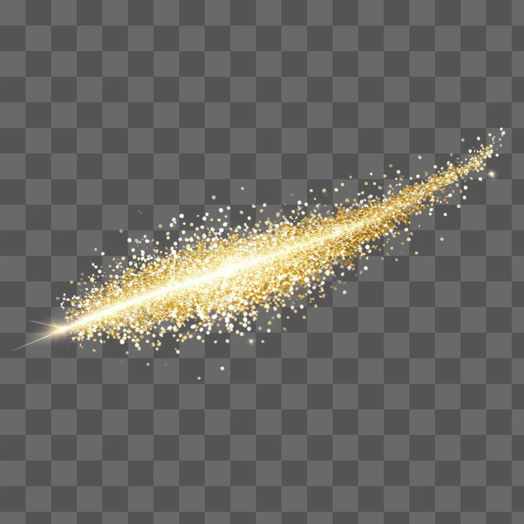 golden sparkle trail against a beige background