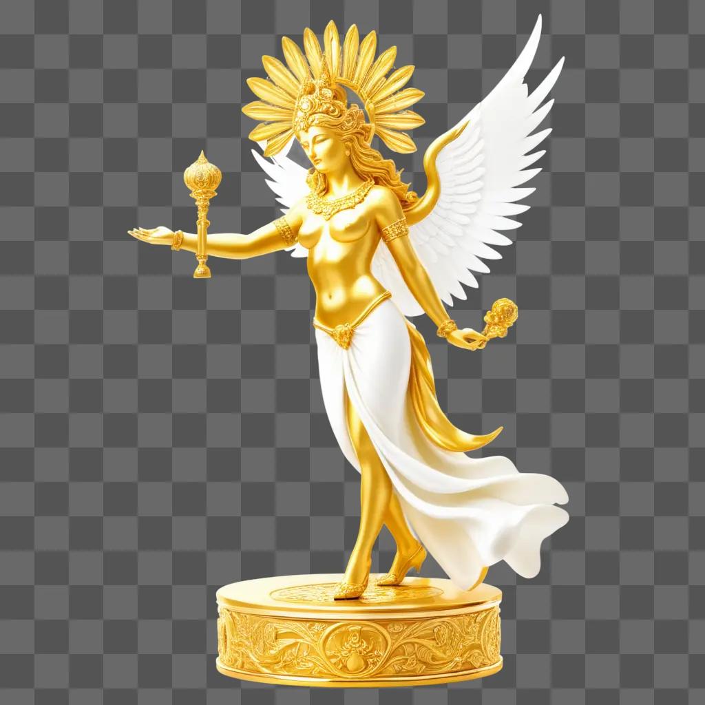 杯と花を持つ黄金のミダス像