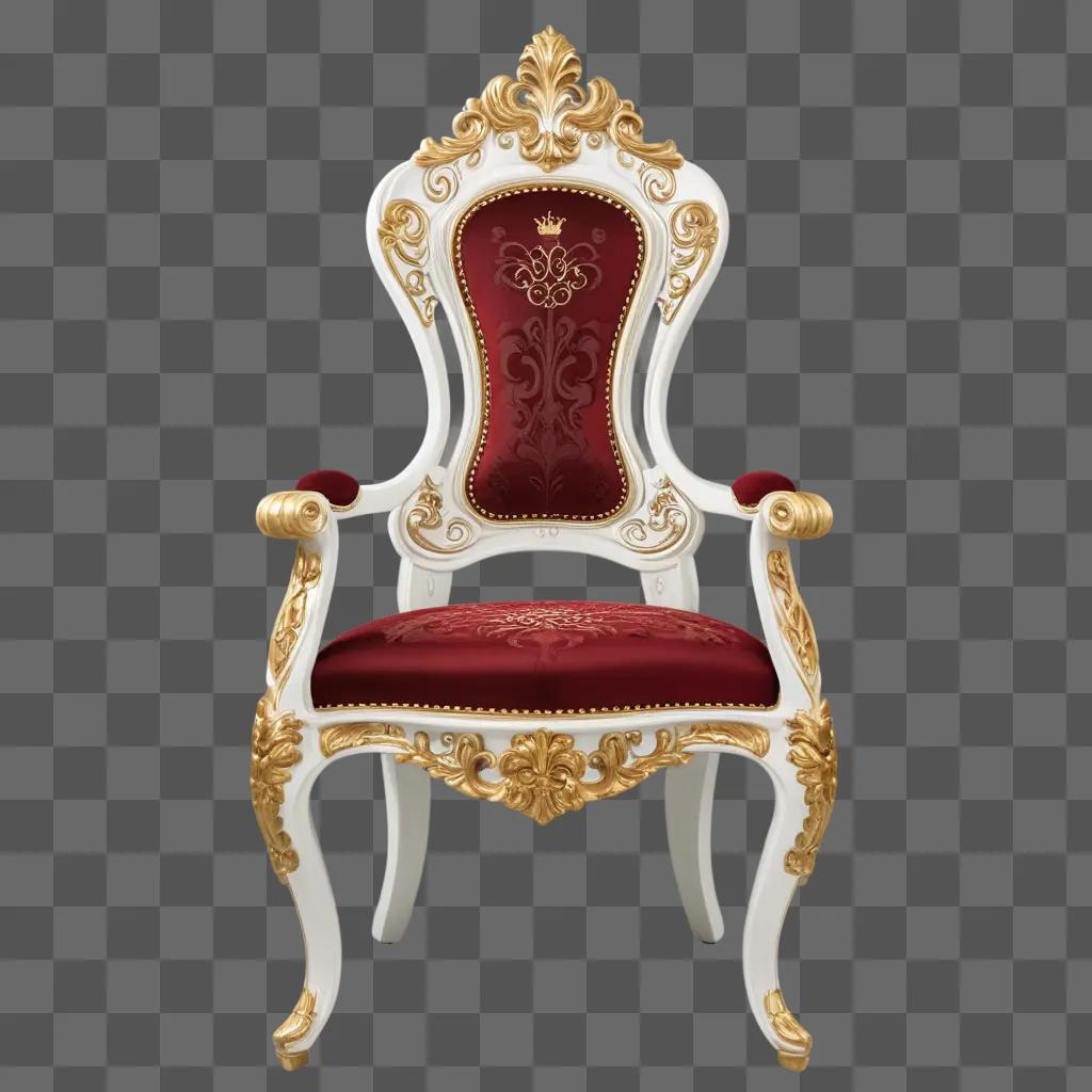 golden throne chair adorned with a red cushion